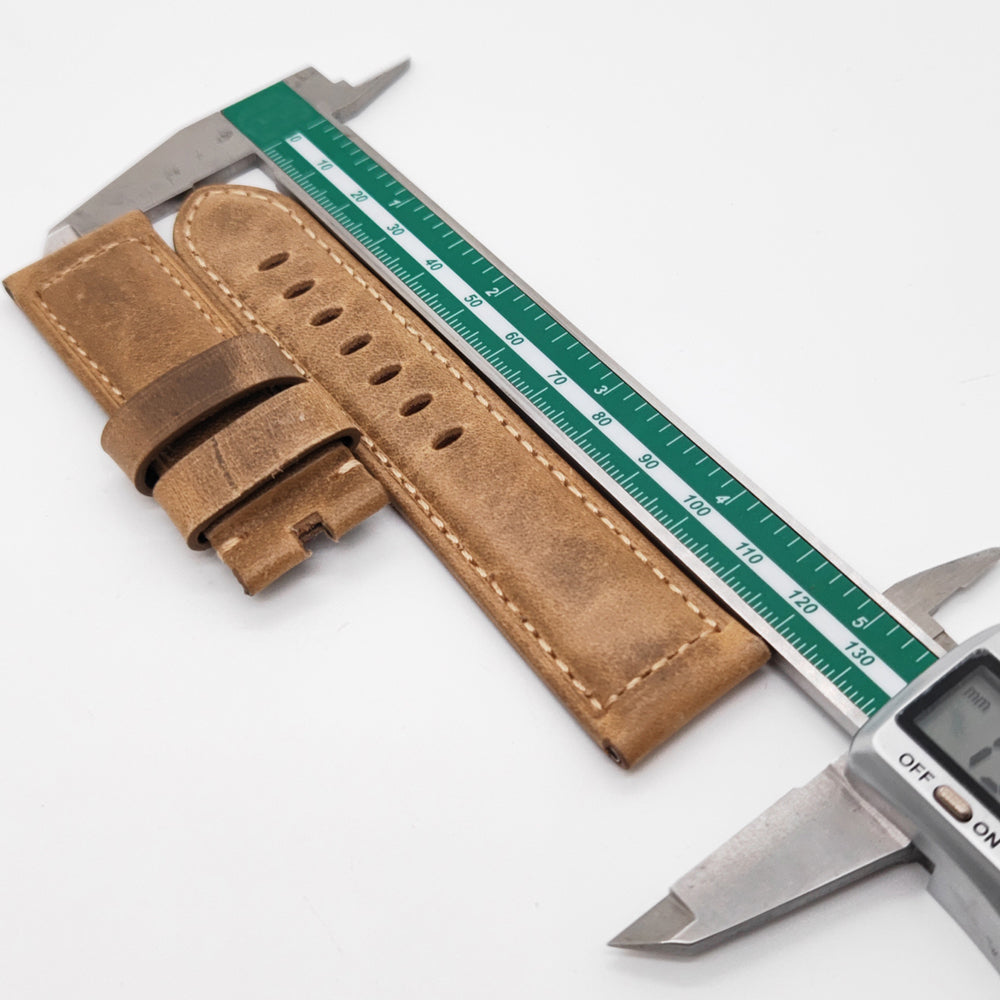 22mm/24mm Brown Calf Leather Strap Watch Band for PAM RADIOMIR LUMINOR