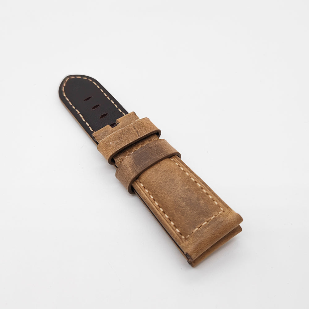 22mm/24mm Brown Calf Leather Strap Watch Band for PAM RADIOMIR LUMINOR