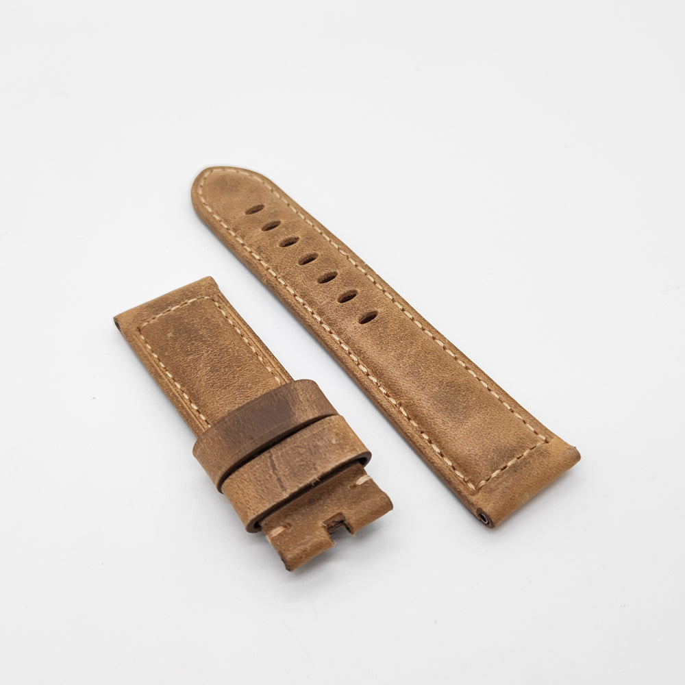 22mm/24mm Brown Calf Leather Strap Watch Band for PAM RADIOMIR LUMINOR