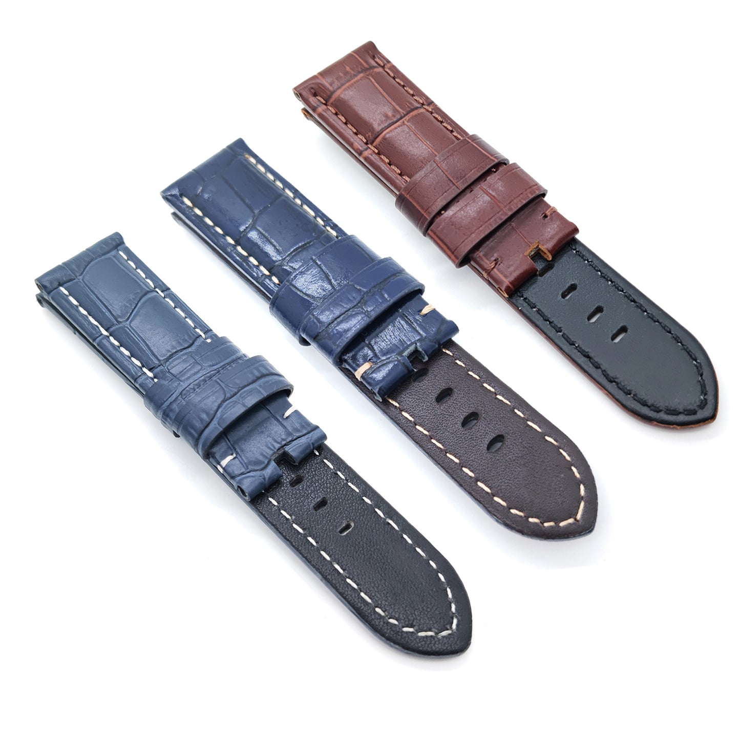 Blue Bamboo Calf Leather Band Strap For PAM RADIOMIR LUMINOR Watch Accessories 24mm 22mm