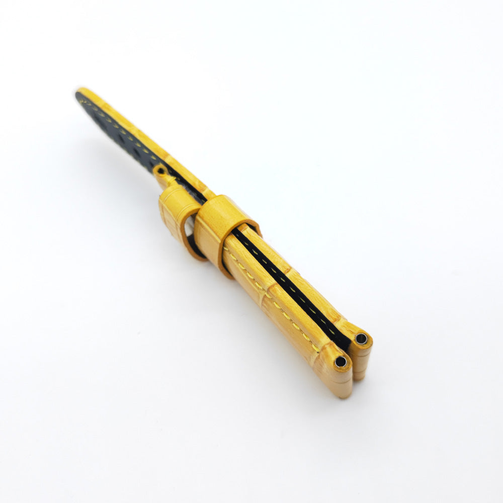 Bamboo Crocodile Pattern Yellow Calf Leather Strap for Sport Loop Bracelet PAM LUNMINOR RADIOMIR 24mm - 22mm