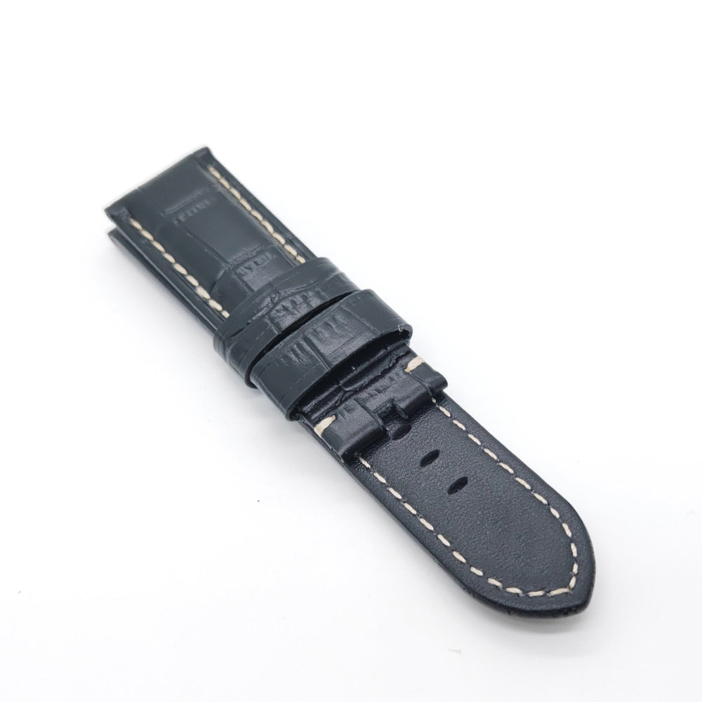 Bamboo Crocodile Black Calf Leather Strap for PAM LUNMINOR RADIOMIR 24mm/22mm Luxury Watch Band
