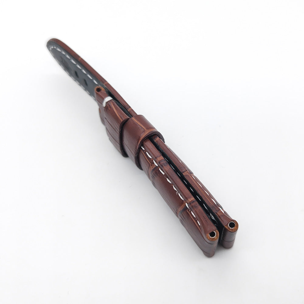 Bamboo Crocodile Pattern Brown Calf Leather Strap for Accessorie Bracelet PAM LUNMINOR RADIOMIR