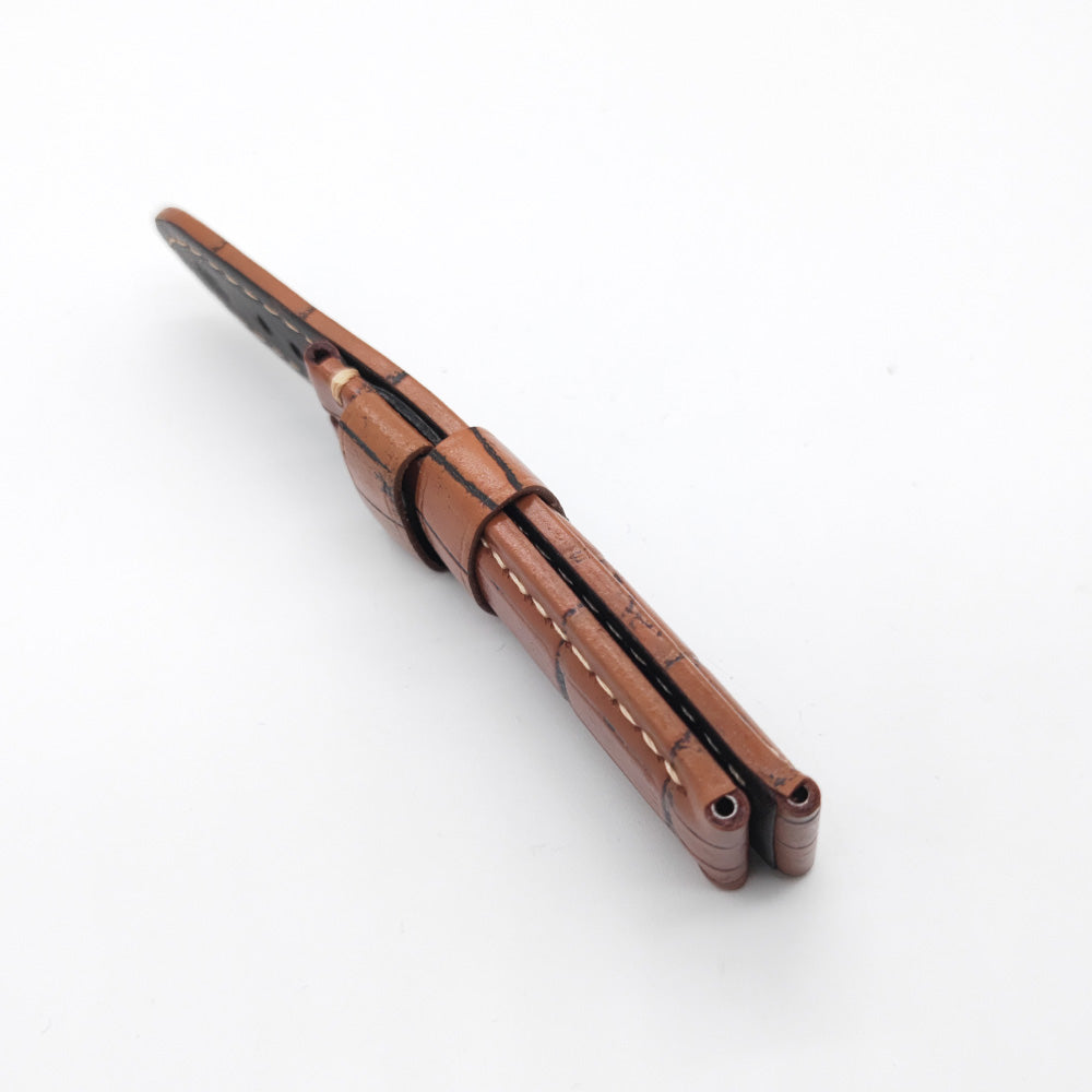 Bamboo Crocodile Brown Calf Leather Band Strap for PAM LUNMINOR RADIOMIR With Tool Pins Replace 24 - 22mm