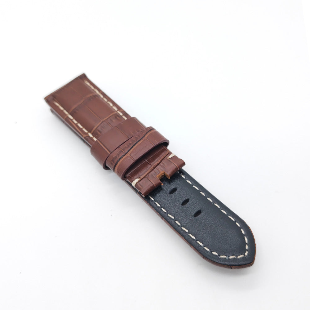 Bamboo Crocodile Pattern Brown Calf Leather Strap for Accessorie Bracelet PAM LUNMINOR RADIOMIR