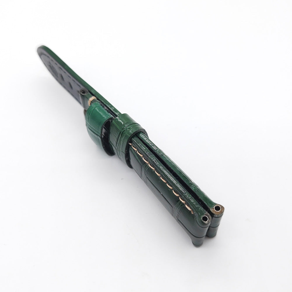 Bamboo Crocodile Pattern Bright Green Calf Leather Strap for PAM LUNMINOR RADIOMIR 24mm - 22mm