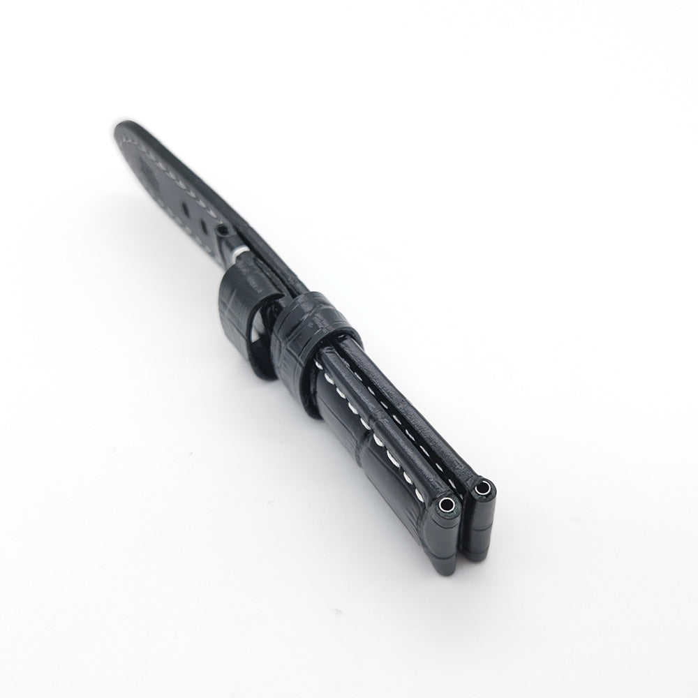 Bamboo Crocodile Black Calf Leather Strap for PAM LUNMINOR RADIOMIR 24mm/22mm Luxury Watch Band