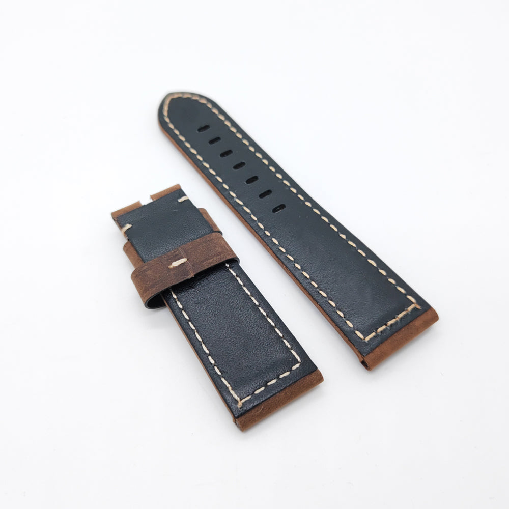 24mm/22mm Brown Frosted Calf Leather PAM Strap for PAM RADIOMIR LUMINOR Watch