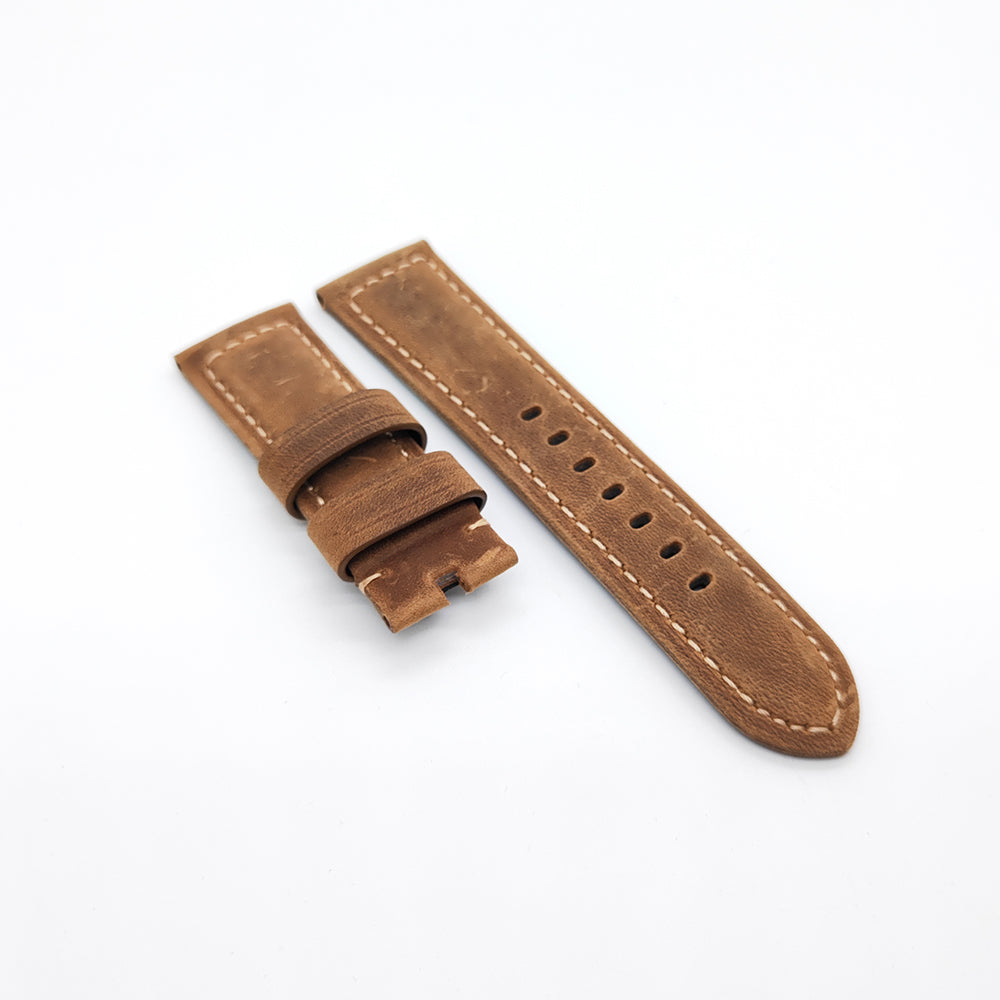 22mm/24mm Dark Brown Calf Leather for Tang buckle PAM Strap Watch Band Premium Quality Watchband Accessories
