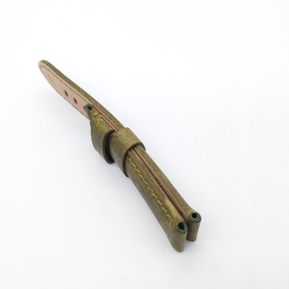 Green Calf Leather Folding Deployment Clasp Band Strap 24mm - 22mm For PAM PAM111 Watch