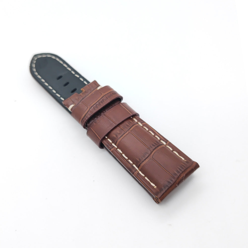 Bamboo Crocodile Pattern Brown Calf Leather Strap for Accessorie Bracelet PAM LUNMINOR RADIOMIR