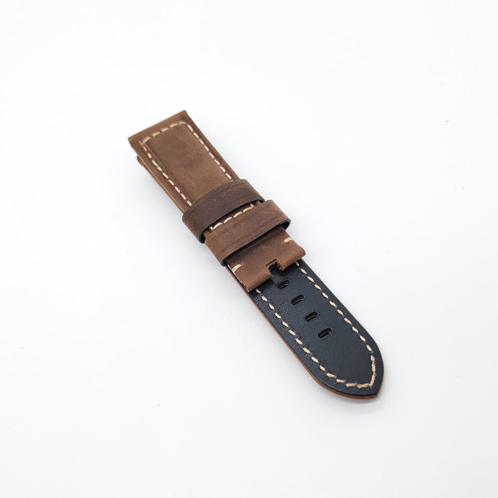 24mm/22mm Brown Frosted Calf Leather PAM Strap for PAM RADIOMIR LUMINOR Watch