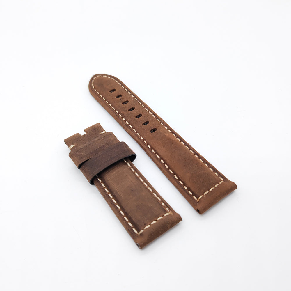 24mm/22mm Brown Frosted Calf Leather PAM Strap for PAM RADIOMIR LUMINOR Watch