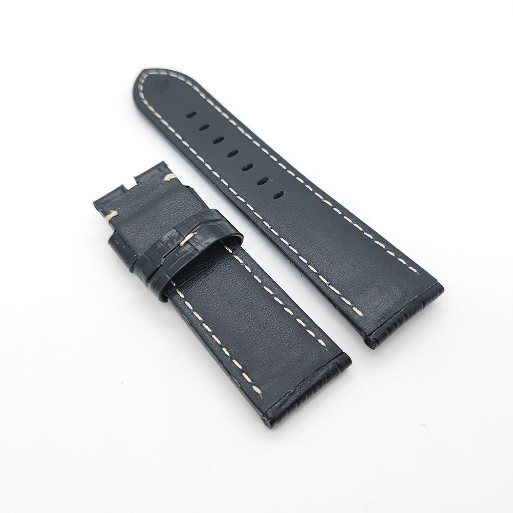 Bamboo Crocodile Dark Blue Calf Leather Strap for PAM LUNMINOR RADIOMIR 24mm/22mm Luxury Watch Band