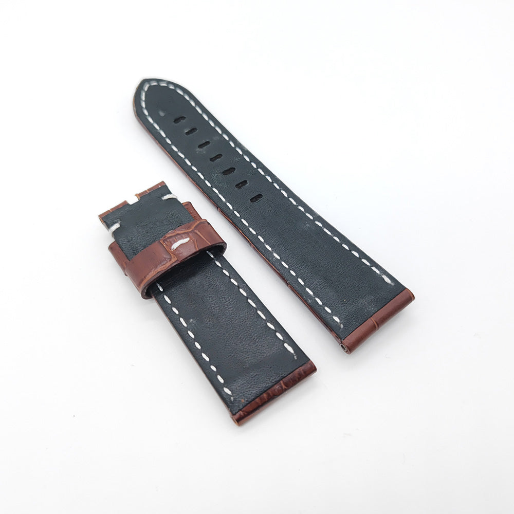 Bamboo Crocodile Pattern Brown Calf Leather Strap for Accessorie Bracelet PAM LUNMINOR RADIOMIR