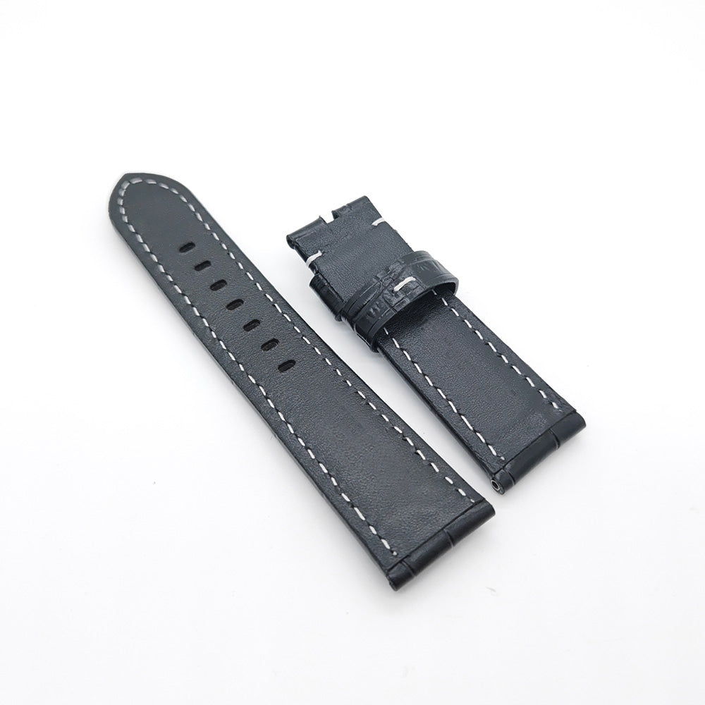 Bamboo Crocodile Dark Blue Calf Leather Strap for PAM LUNMINOR RADIOMIR 24mm/22mm Luxury Watch Band