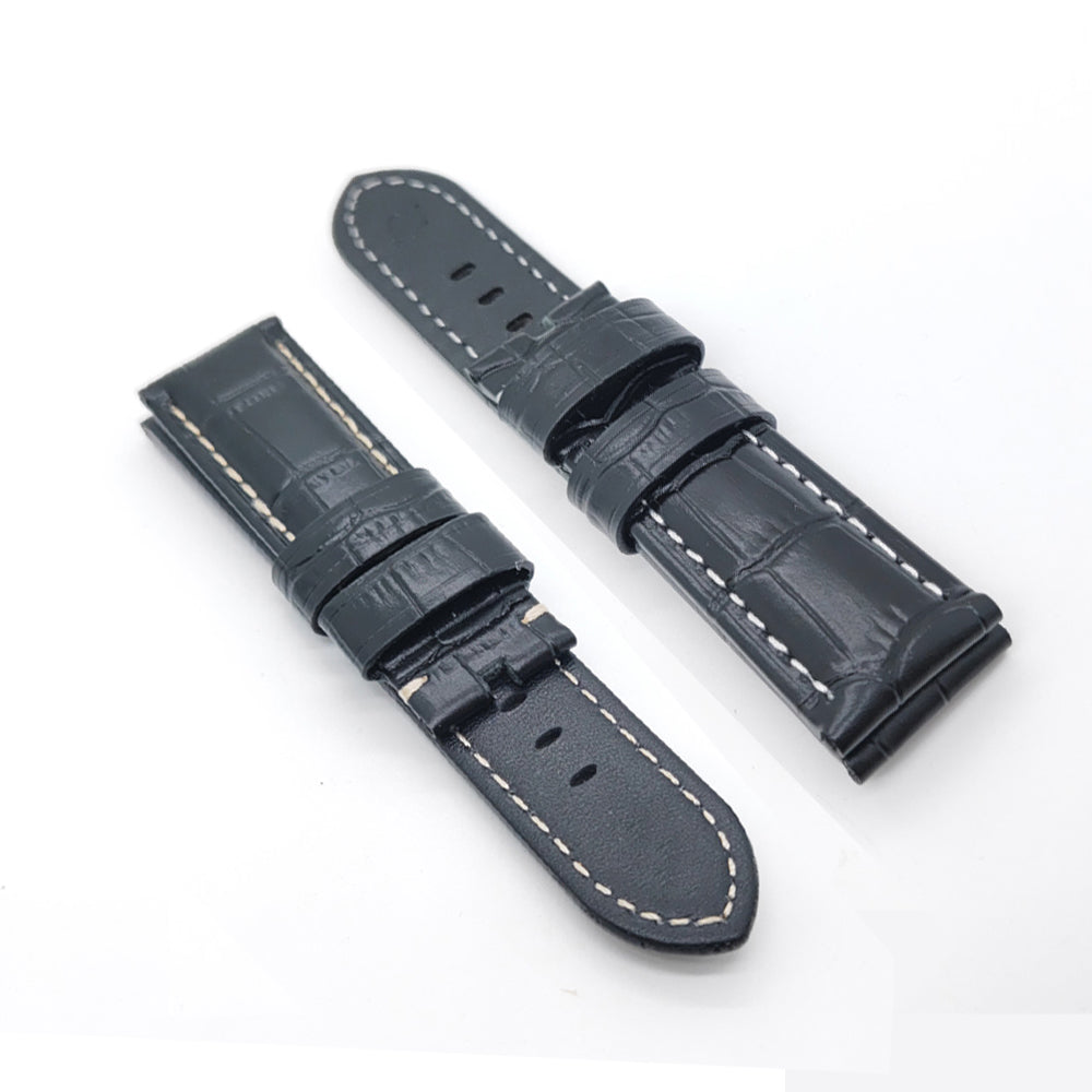 Bamboo Crocodile Dark Blue Calf Leather Strap for PAM LUNMINOR RADIOMIR 24mm/22mm Luxury Watch Band