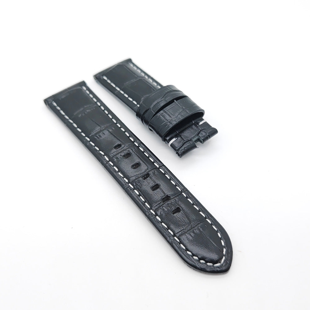 Bamboo Crocodile Dark Blue Calf Leather Strap for PAM LUNMINOR RADIOMIR 24mm/22mm Luxury Watch Band