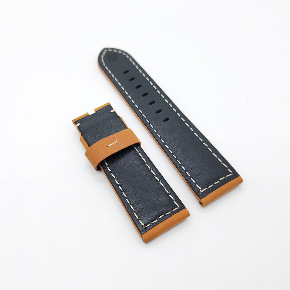 24mm / 22mm Brown Yellow Calf Suede Leather Band Strap for PAM RADIOMIR LUMINOR Watch