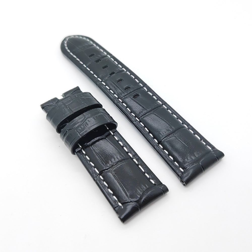 Bamboo Crocodile Dark Blue Calf Leather Strap for PAM LUNMINOR RADIOMIR 24mm/22mm Luxury Watch Band