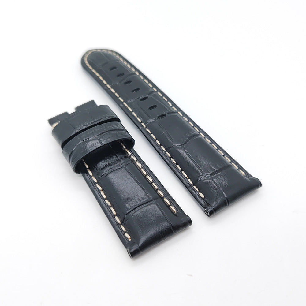 Bamboo Crocodile Dark Blue Calf Leather Strap for PAM LUNMINOR RADIOMIR 24mm/22mm Luxury Watch Band