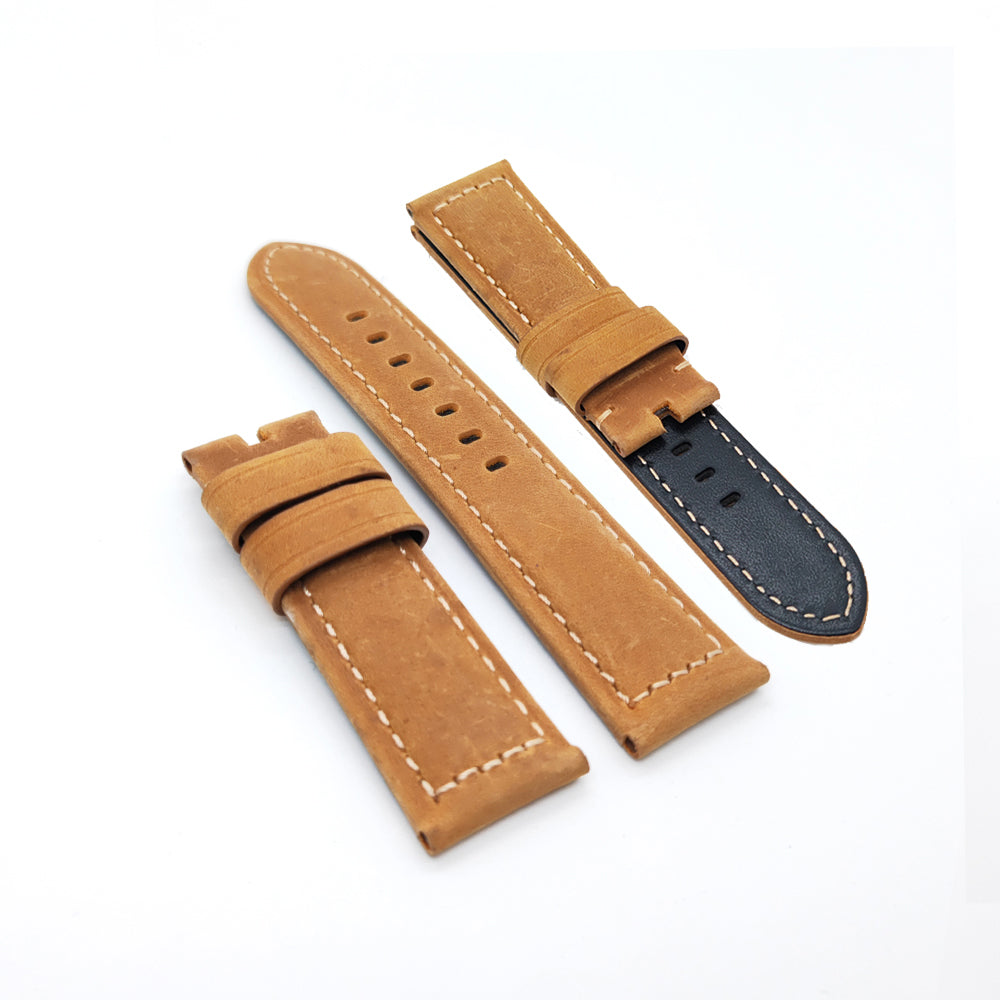 Brown Yellow Calf Leather Strap 24mm / 22mm Watch Band for PAM RADIOMIR LUMINOR Premium Quality Watchband Accessories