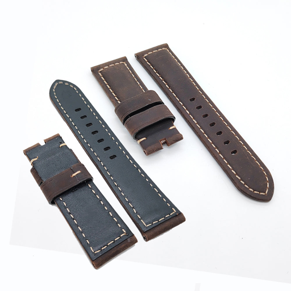 Brown Black Calf Leather for Tang buckle PAM PAM111 Strap 24mm / 22mm Fashion Watch Band