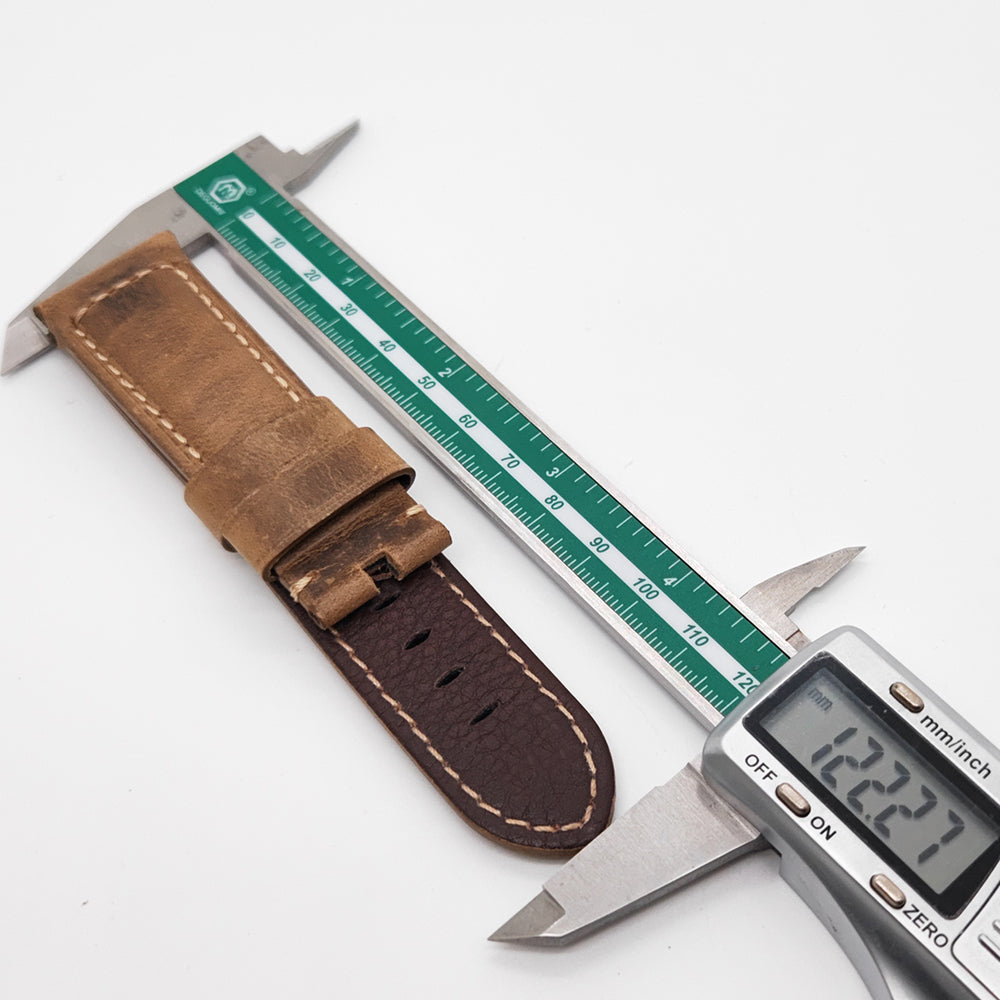 High quality 24mm / 22mm Brown Waxy Calf Genuine Leather Bracelet PAM Strap Band for Tang buckle
