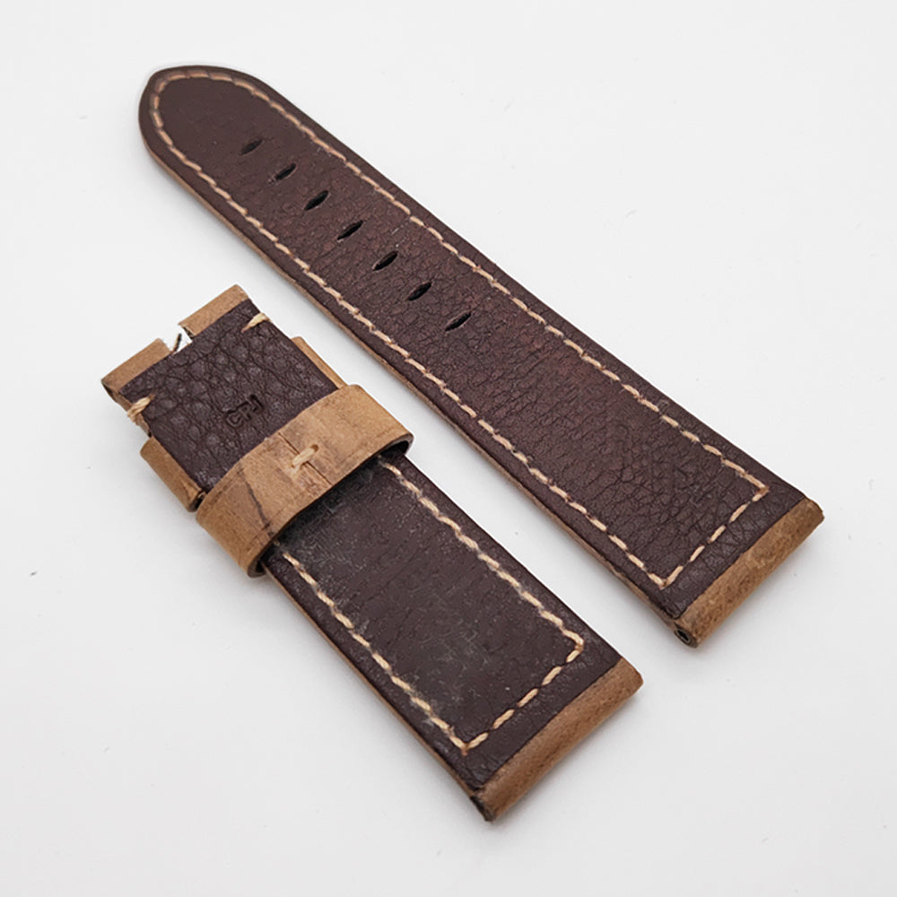 High quality 22mm/24mm Brown Waxy Calf Genuine Leather Bracelet PAM Strap Band for Tang buckle