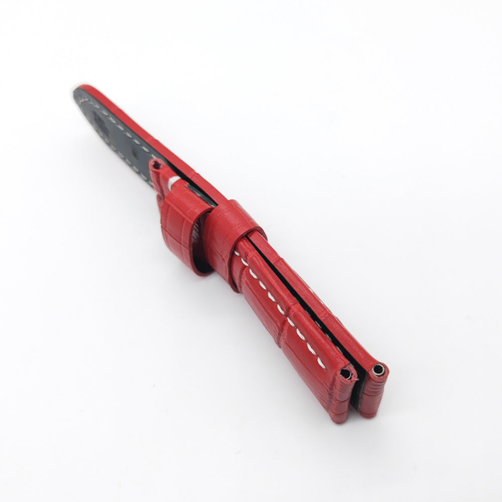 Bamboo Crocodile Pattern Red Calf Leather Strap for PAM LUNMINOR RADIOMIR 24mm - 22mm Wristband