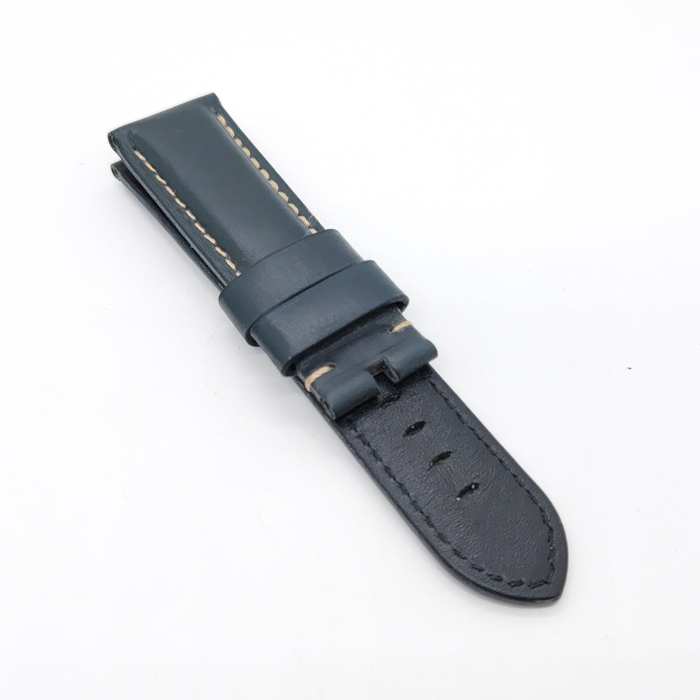 Dark Blue Waxy Calf Leather Wirst Strap 24mm - 22mm for PAM RADIOMIR LUMINOR Watch