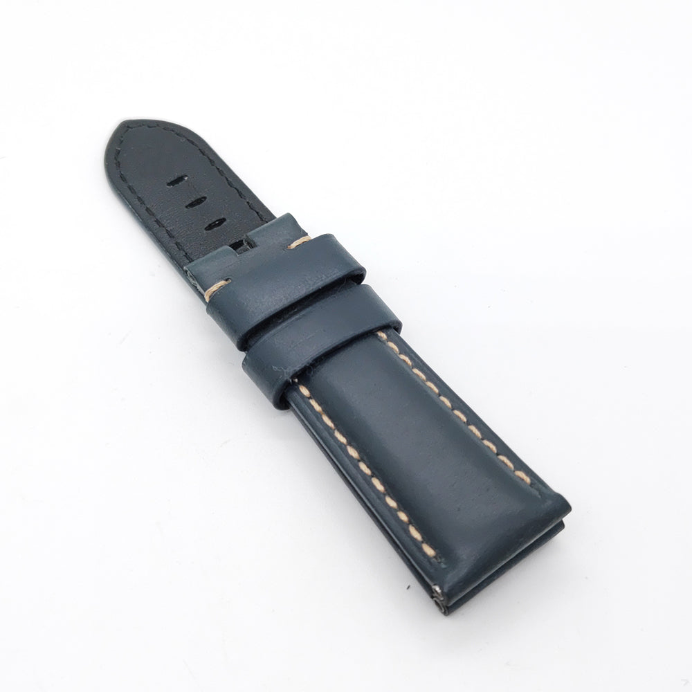 Dark Blue Waxy Calf Leather Wirst Strap 24mm - 22mm for PAM RADIOMIR LUMINOR Watch