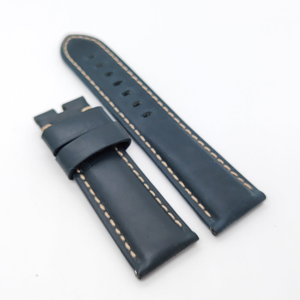 Dark Blue Waxy Calf Leather Wirst Strap 24mm - 22mm for PAM RADIOMIR LUMINOR Watch