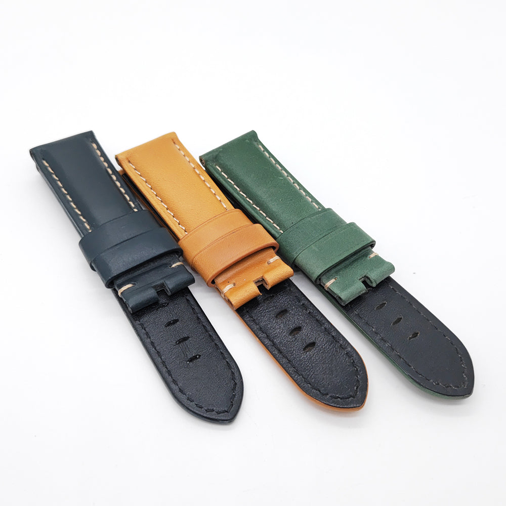 Dark Blue Waxy Calf Leather Wirst Strap 24mm - 22mm for PAM RADIOMIR LUMINOR Watch