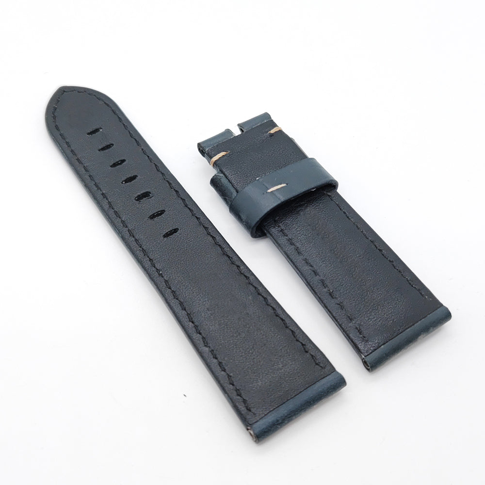 Dark Blue Waxy Calf Leather Wirst Strap 24mm - 22mm for PAM RADIOMIR LUMINOR Watch