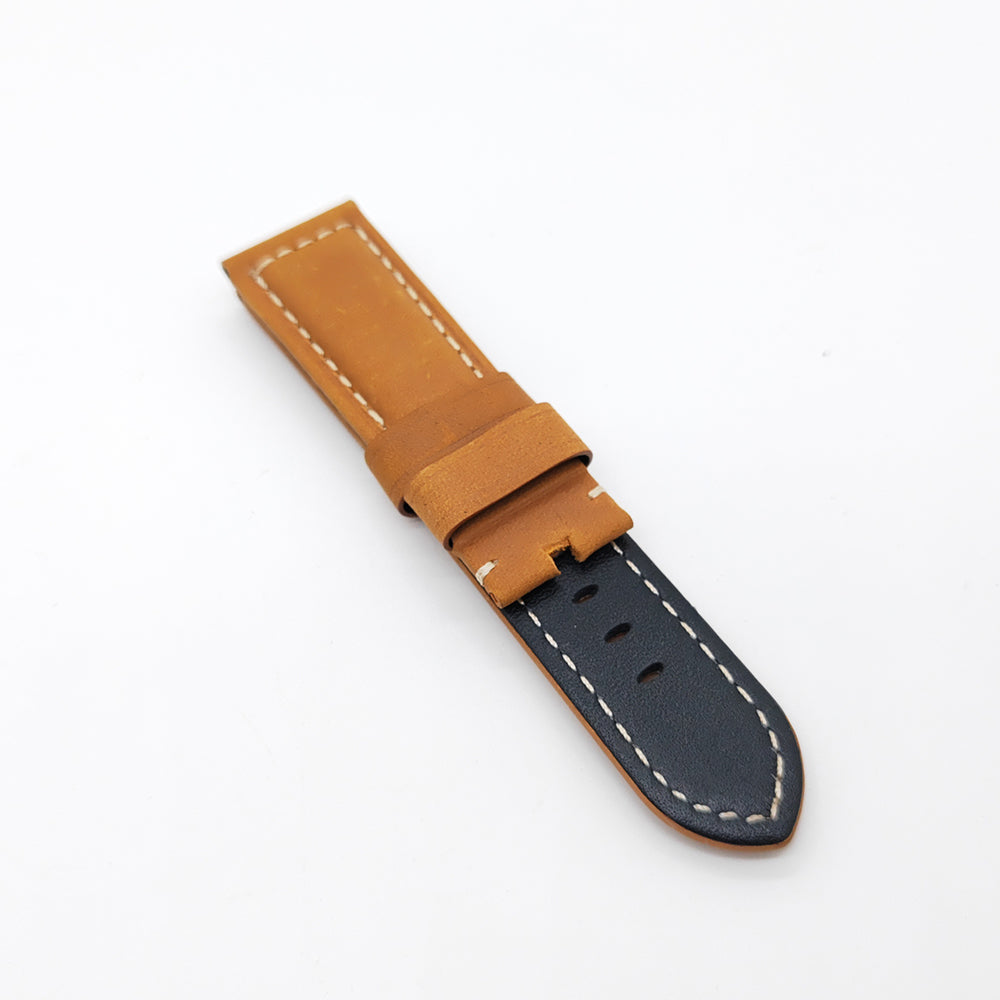 24mm / 22mm Brown Yellow Calf Suede Leather Band Strap for PAM RADIOMIR LUMINOR Watch