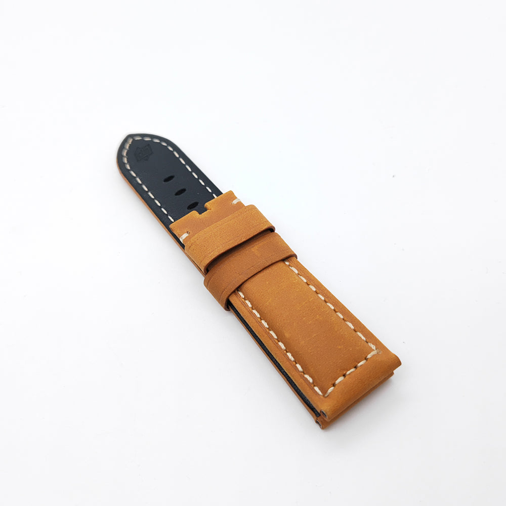 24mm / 22mm Brown Yellow Calf Suede Leather Band Strap for PAM RADIOMIR LUMINOR Watch