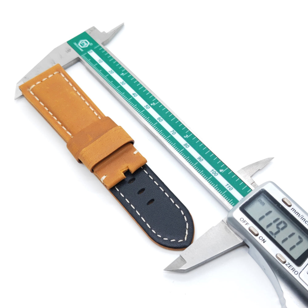 24mm / 22mm Brown Yellow Calf Suede Leather Band Strap for PAM RADIOMIR LUMINOR Watch