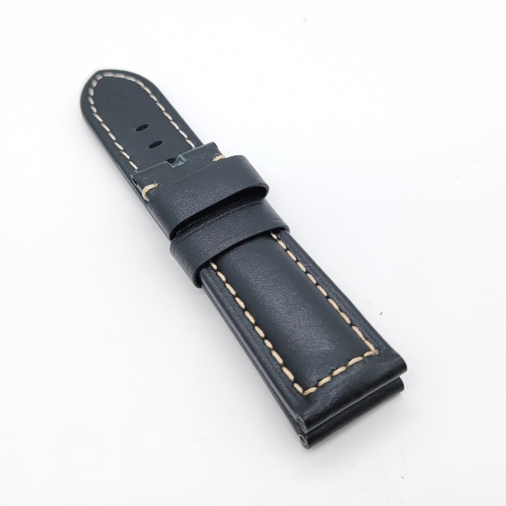 24mm 22mm Black Calf Leather Band Tang Buckle Strap for PAM Wristwatch
