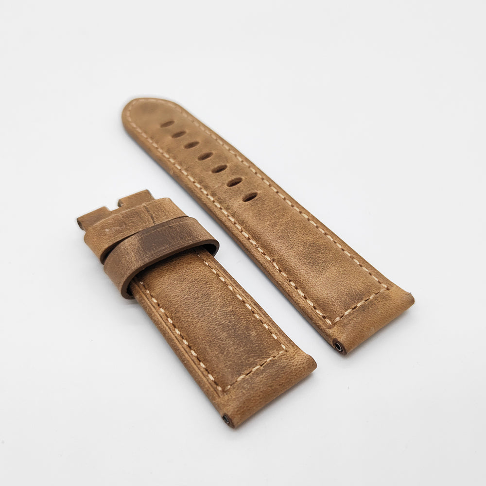 22mm/24mm Brown Calf Leather Strap Watch Band for PAM RADIOMIR LUMINOR