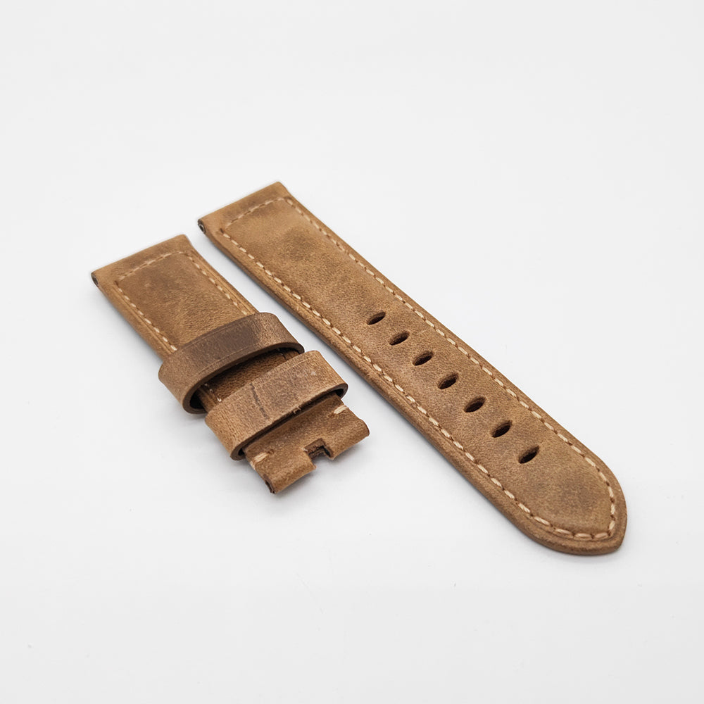 22mm/24mm Brown Calf Leather Strap Watch Band for PAM RADIOMIR LUMINOR