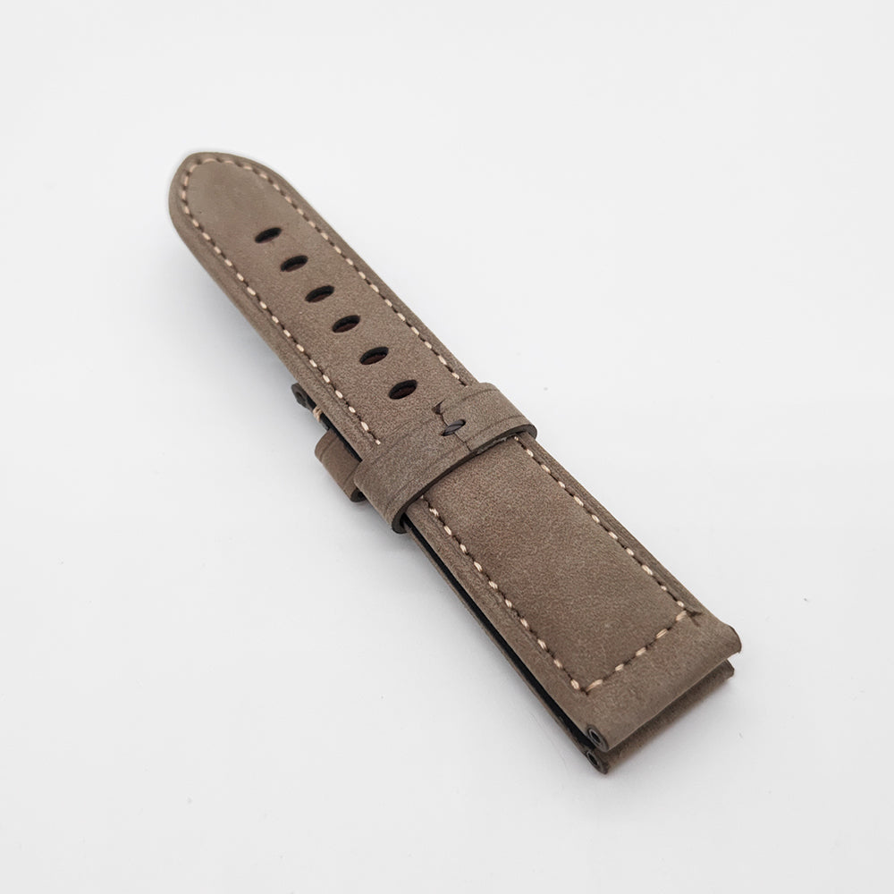 24mm / 22mm Grey Green Calf Leather Folding Deployment Clasp Band Strap For PAM PAM111 Watch