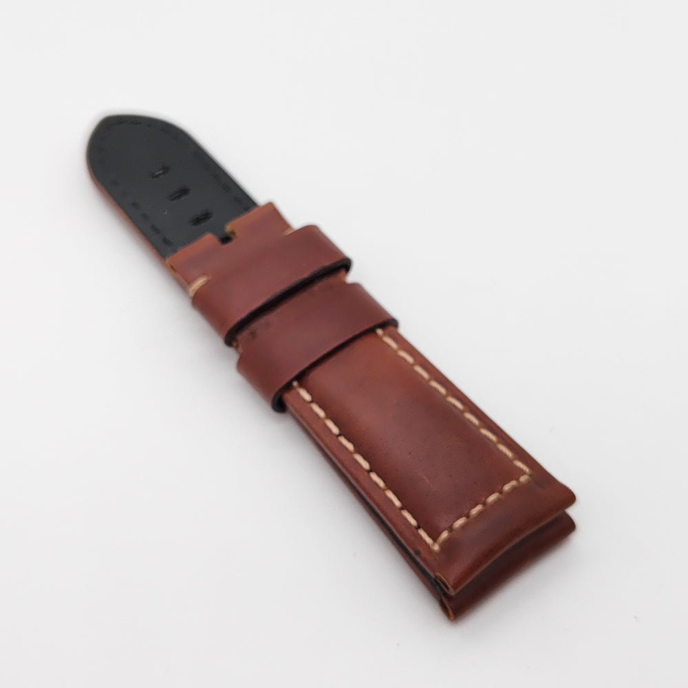 Brown Red Waxy Crack Calf Leather Strap for PAM RADIOMIR LUMINOR Watch 24mm - 22mm