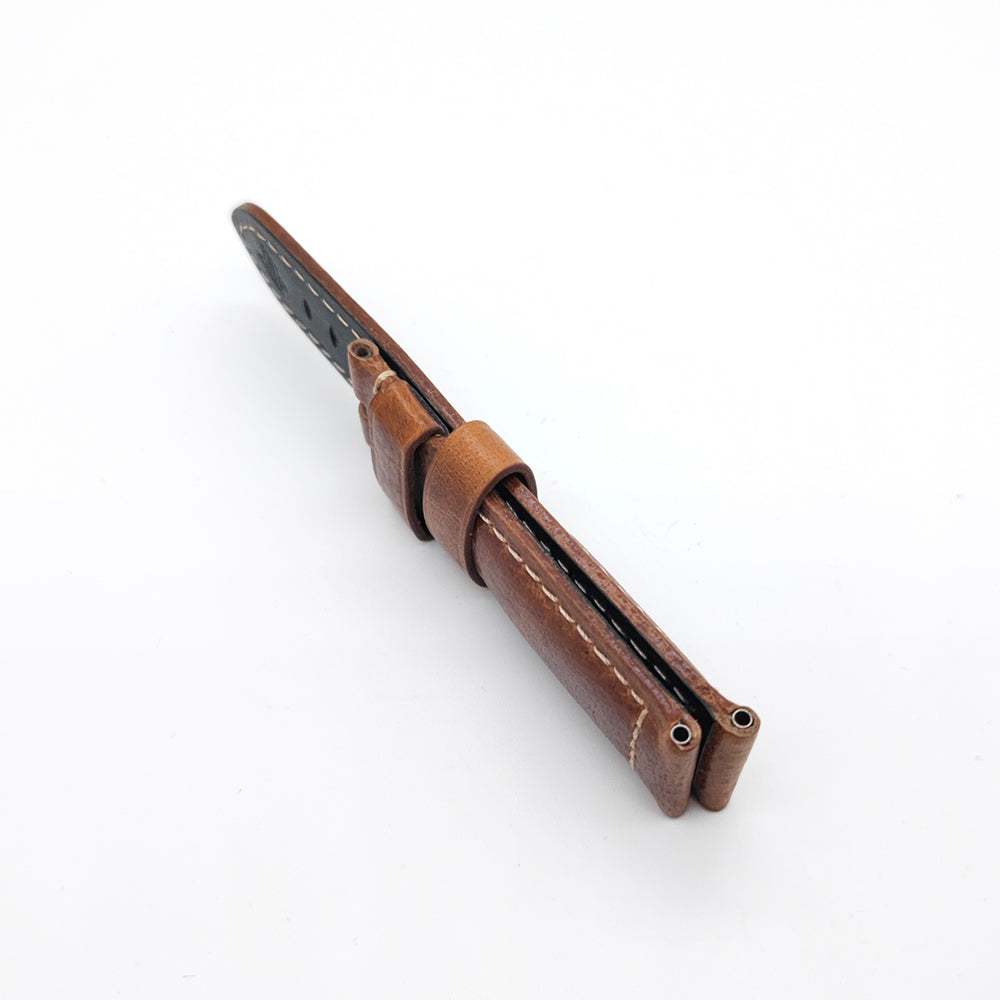 22mm-24mm Brown Waxy Crack Calf Leather Strap for PAM RADIOMIR LUMINOR Watch