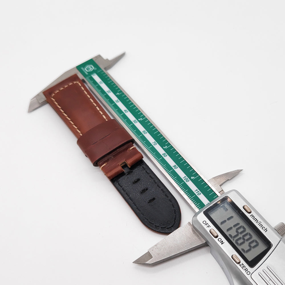 22mm/24mm Brow Waxy Calf Leather Strap Watch Band For Folding PAM Clasp Watch