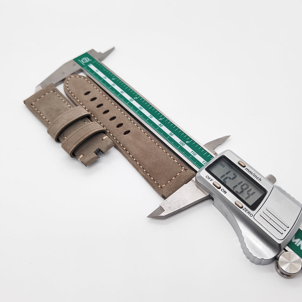 24mm / 22mm Grey Green Calf Leather Folding Deployment Clasp Band Strap For PAM PAM111 Watch