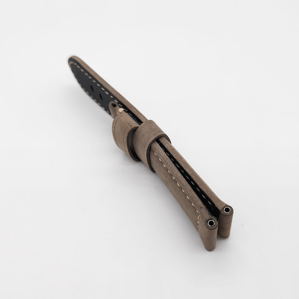 24mm / 22mm Grey Green Calf Leather Folding Deployment Clasp Band Strap For PAM PAM111 Watch