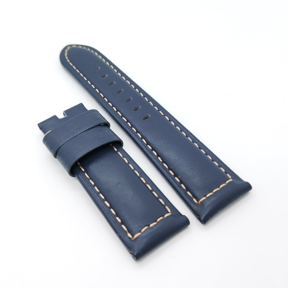 22mm/24mm Dark Blue Waxy Calf Leather Wirst Band Strap for PAM RADIOMIR LUMINOR Watch