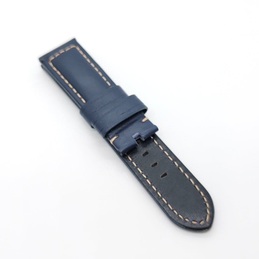 22mm/24mm Dark Blue Waxy Calf Leather Wirst Band Strap for PAM RADIOMIR LUMINOR Watch
