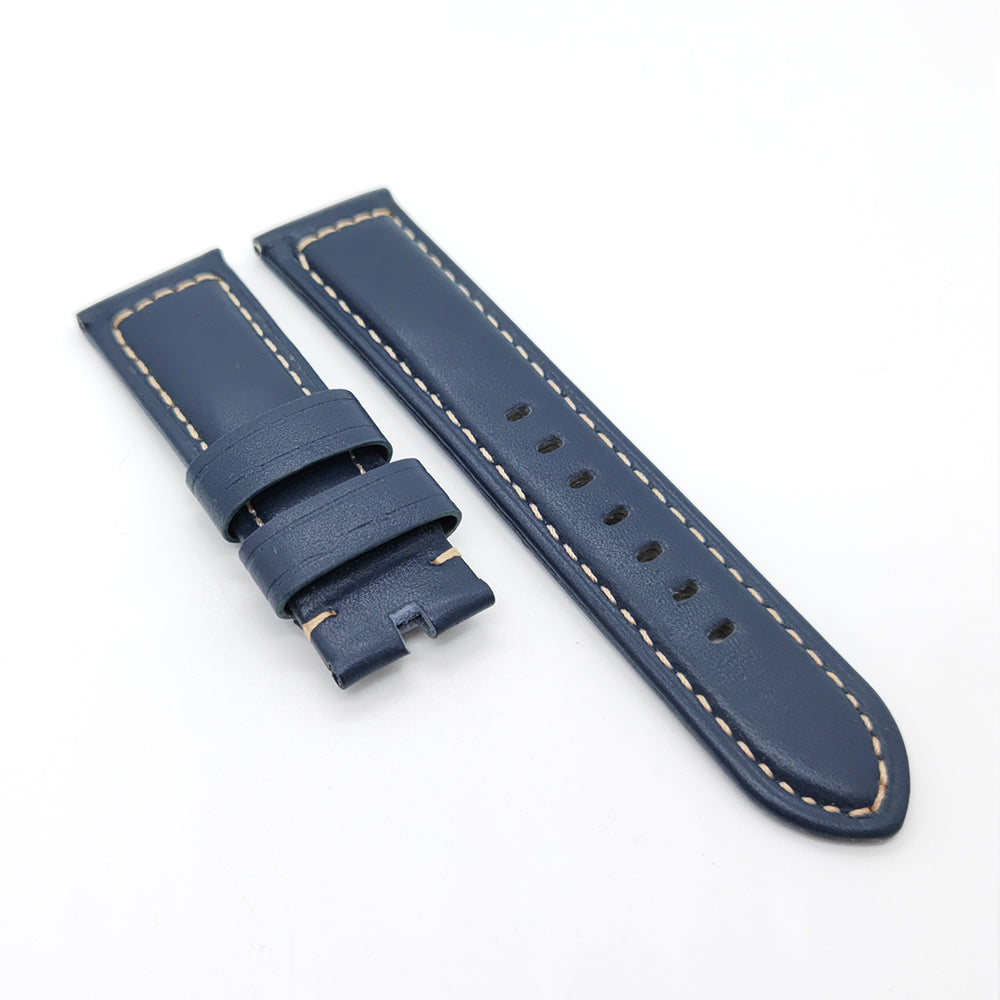 22mm/24mm Dark Blue Waxy Calf Leather Wirst Band Strap for PAM RADIOMIR LUMINOR Watch